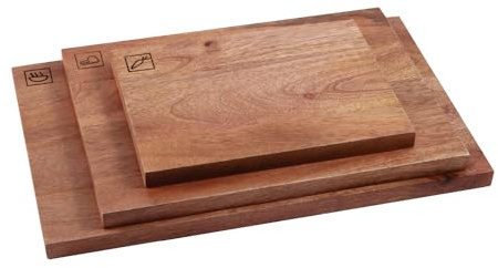 Tower Set of 3 Chopping Boards, Small, Medium, Large, Suitable for Food Preparation and Serving, Mango Wood, T847045