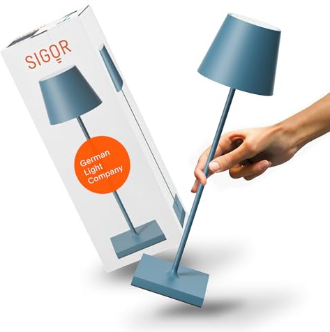 SIGOR Nuindie 2.0 LED Akku-Tischlampe, delfinblau | Dimmbar • Indoor & Outdoor • IP54 • 38 cm • USB-C • 12 h Leuchtdauer