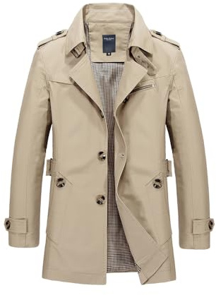 TangDao Manteaus Décontractés pour Hommes Printemps Trench coat Coton pour Homme Manteaux de Travail pour Hommes Brun clair EU S (=étiquette L)