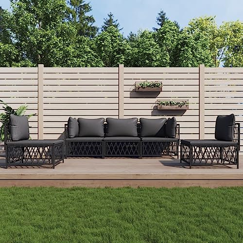 DYRJDJWIDHW europaletten,gartenmöbel Set,palettenkissen,5-TLG. Garten-Lounge-Set mit Kissen Anthrazit StahlGeeignet für Garten, Swimmingpool, Wohnzimmer, Terrasse