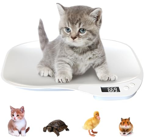 Báscula Digital para Pequeña Mascotas, 15KG/33 lbs Báscula Digital para Mascotas, Precisión báscula de Cocina 3 Modos (kg/oz/LB),Pantalla LCD,Bascula Cocina para Gatos Pequeños, Perros, Alimentos