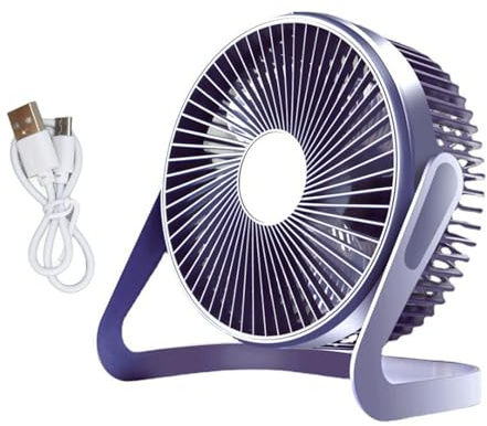 Hztyyier Mini Ventilateur de Bureau USB, Ventilateur de Table Portable, 5 Pales et Moteur Silencieux pour la Maison, le Bureau, la Voiture (bleu)