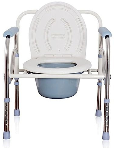 Toilettenstuhl fahrbar über Toilette Abnehmbarem Eimer Rutschfesten Füßen Höhenverstellbarer Tragbarer ToilettenBadezimmerstuhl Erwachsene Geeignet Ältere Menschen