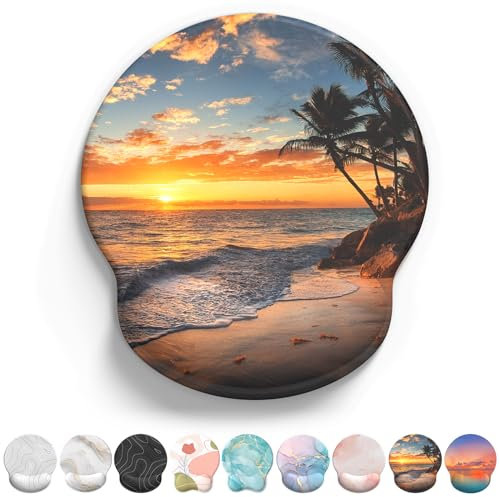 Giecy Tappetino Mouse Poggiapolsi,Gaming Mouse Pad Ergonomico in Gel,Supporto per Polso per Computer per il Gioco, Mousepad con Base in PU Antiscivolo (Tramonto)