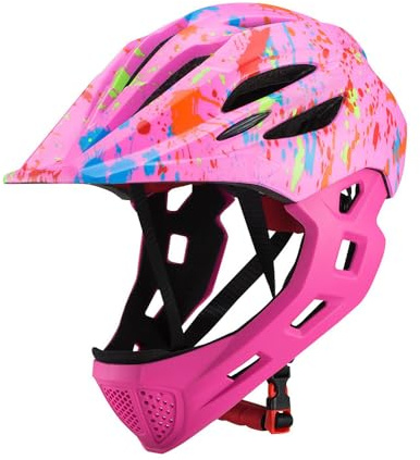 Lixada Casco integrale da bici per bambini, leggero, staccabile, con luce LED, per MTB, skateboard, scooter, pattinaggio, ciclismo, 46-54 cm