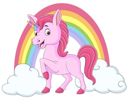 kleberio wunderschöner Autoaufkleber - Einhorn mit Regenbogen - wasserfeste Aufkleber Sticker Mädchen Pferde Geschenke Pony Geburtstag Tiersticker 12 x 9 cm