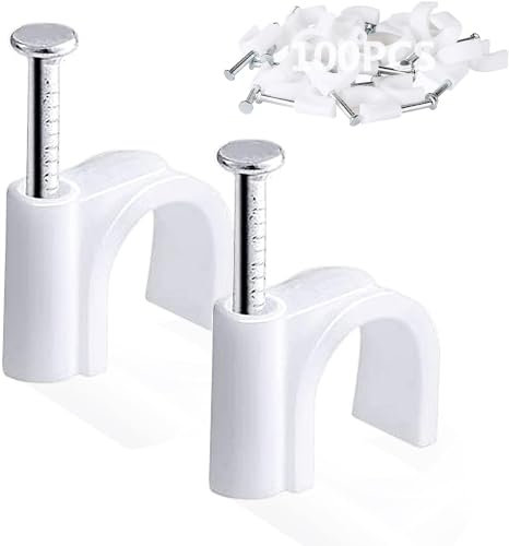 100PCS Fermacavi rotondi, 6MM Cavo Elettrico Clip da Parete Gestione dei Chiodi del Cavo, Clip di Riordino del Filo Spille Chiodi del Cavo per Ethernet, Cavi Elettrici, Fili