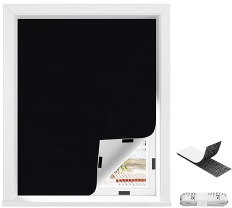 WOLTU Verdunklungsrollo ohne Bohren für Dachfenster,145x300 cm, Schwarz | Tragbare & Schneidbare Verdunklungsfolie mit Klettstreifen Verstellbar, Verdunkelungsvorhang für Schlafzimmer & Reisen