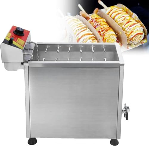 FLTRGO Freidora Comercial EléCtrica Profesional Mazorca MaíZ,máquina para Hot Dogs de Queso de 3000 W, Temperatura Ajustable de 50-200 ℃, freidora eléctrica para restaurantes, Tiendas, hogares, etc~/