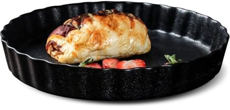 Hornada Bandeja for Hornear,molde for Asar Esmaltado,Juego De Bandejas for Hornear,Porcelana/Fuentes for Hornear Grandes, Bandeja Redonda for Pizza for Horno Cerámica, Bandeja for Pastel Grande-negro-
