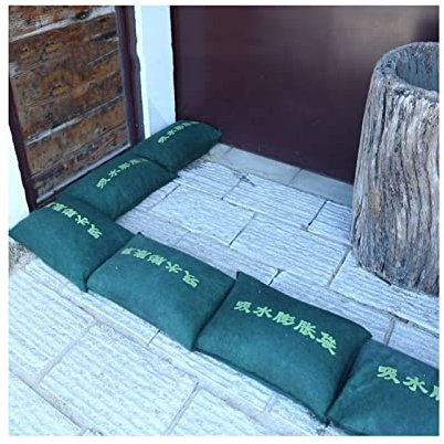 Bolsas de arena de lona impermeables para control de inundaciones, 10 unidades, bolsas de arena sin arena, autoabsorbentes, ideales para el hogar, puerta, garaje y balcón, protección verde, 40 x 60 cm