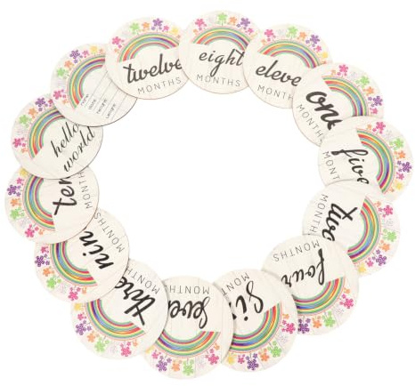 Abaodam 14stücke Holz Meilensteinkarte Für Bemalte Monatliche Entwicklungskarte Babyalbum-dekoration Geschenk Für Neugeborene Und Eltern