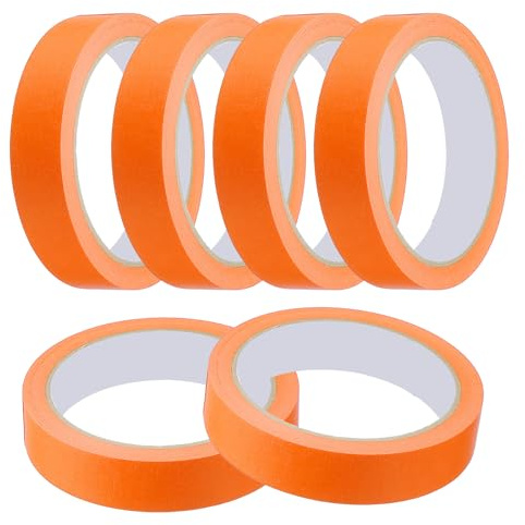 sourcing map Lot de 10 rubans de masquage de 2 cm x 20,9 m pour peinture orange, loisirs créatifs, dessin, décoration, étiquetage, peinture de voiture, artistes, enseignants