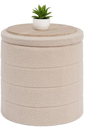 Bonlife Sitzhocker mit Stauraum, Klappbare Sitztruhe, Aufbewahrungsbox, Fußbank, Liebe, für Schlafzimmer Wohnzimmer Flur, Beige, 43x43x45 cm