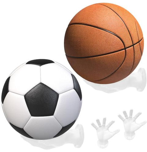 WIYETY Handväggfäste för bollar: 2 stycken palmformade basketförvaringshyllor, bollhållare vägg hand, bollhållare vägg, kreativ bollhållare dekoration för fotboll och basket (vit)