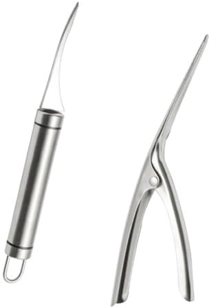 GLEAVI Utensili in Acciaio Resistente per Sgusciare Gamberi Apri-Pancia Pesce e Pelapatate Multifunzionale Compatto e Versatile per Cucina Domestica e Professionale