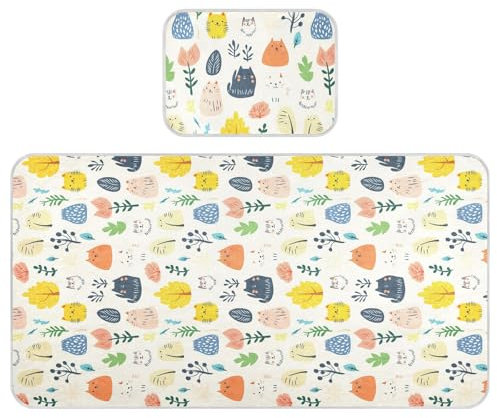 Kühlende Baby-Matratze für Kleinkinder, 71,1 x 132,1 cm, waschbar, Kinderbett-Matratze, Auflage für Kinder, Cartoon, niedlicher Katzenbaum, bunt
