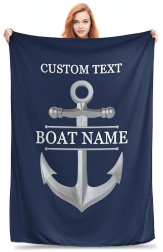 OOEREWGF Personalisiertes Nautisches Thema Willkommen An Bord Navy Blaue Decke, Benutzerdefinierte Kompass Schiff Segel Yacht Boot Name Werfen Decke Geschenk Für Bootseigner, See Haus