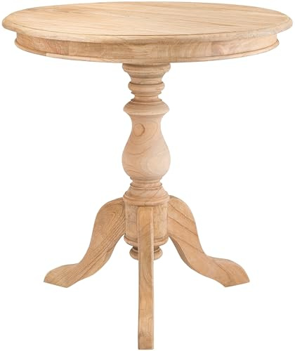 CLP Mesa Auxiliar Redonda de 70 cm de diámetro, Mesa de Centro de Madera de Mindi con Tablero Redondo, Mesa de salón Wiva, Color:Natura