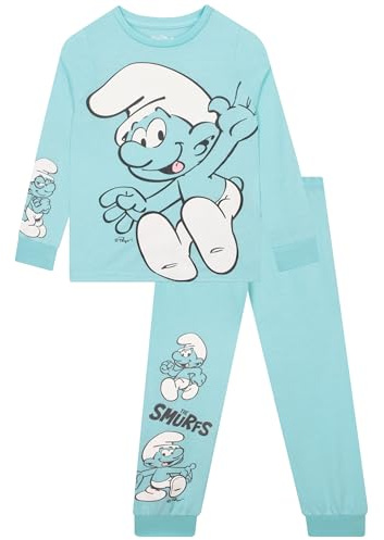 The Smurfs Pyjamas För Pojkar, Barnpyjamas Med Lång Ärmar, Roliga Pyjamaset För Pojkar, Vinterpyjamas Barn, Blå 110