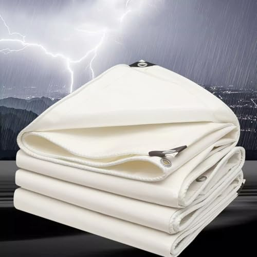 Telone impermeabile bianco per patio, pergola e tettoia da giardino, resistente, antistrappo, con occhielli, protezione antipioggia per esterni (500 x 500 cm)