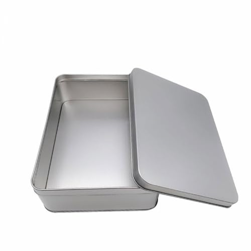 HOMSFOU Boîte Métallique en Acier Verrouillable Portable Argenté, Rangement Sécurisé Multifonction pour Maison Bureau et Voiture, Petite Caisse à Monnaie et Objets Personnels