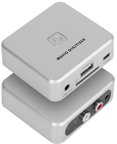 OVAQUIXI Digitalizzatore Musicale, Materiale ABS, Convertitore MP3 Stereo, Conversione Rapida a 128 Kbps per Vecchi Dischi e Cassette