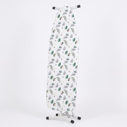 Ironing Board Cover 110 x 35cm, 100% Cotton Iron Board Covers Adjustable Fit Design Ironing Board Cover with Thick Padding, Heat Reflective Anti-Scorch Iron Board Cover for Home Laundry（Leaves）
