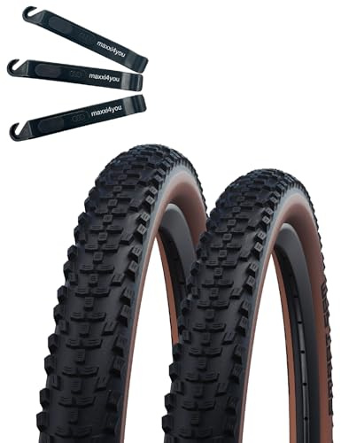 2 x Schwalbe Smart Sam cykeldäck Performance ADDIX E-25 brons sidovägg 60–584 (27,5 x 2,35) inkl. maxxi4you däcklyftare