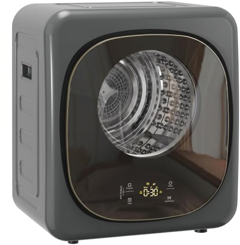 HOMCOM Mini sèche-linge avec 5 programmes 800W 4kg jusqu'à 60℃ gris | Autonome, mural, sèche-linge à évacuation, capteur intelligent, minuterie et écran tactile