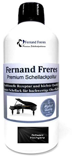 Schellackpolitur 250ml. Fernand Freres Klavierlack SCHWARZ - TRANSPARENT - BERNSTEIN - BLOND Hochglanz Politur Schellack gebrauchsfertig Schelllack (Schwarz)