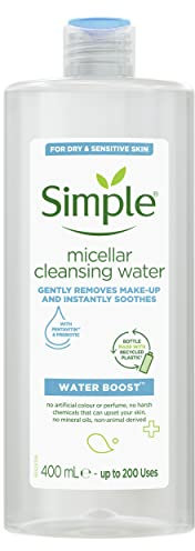 Simple Water Boost Micellar Cleansing Water make-up remover Sensitive Skin facial skin care 6 x 400 ml