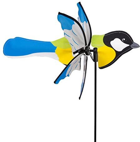 CIM Windspiel - Petite 2in1 KOHLMEISE - Ø28x43x85cm - Windmühle mit Standstab oder Mobile mit Hängeset