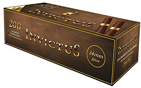 Invictus dunkle Zigarettenhülsen mit Goldring, 24mm Filter, 200er Box 1 Box (200 Hülsen)