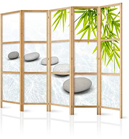 decomonkey Paravent Raumteiler Innen Bambus Spa, 225x171 cm, 5-teilig, Zen | Orient, Japan, Wohnzimmer, Room Divider, Wall, Raumteiler Stehend, Trennwand, Sichtschutz, Spanische Wand, Sichtschutzwand