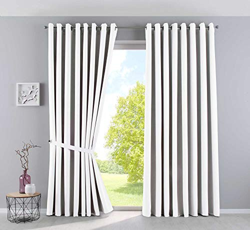 Gardinenbox Vorhänge Blickdicht »Newyork« Weiß HxB 225x295 cm 2er-Pack Thermo-Gardinen Verdunkelungsvorhang Blackout Ösen schalldämmend ÖKOTEX UV-Schutz Raffhalter, 201920600-2