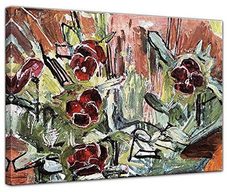 Bilderdepot24 Bild auf Leinwand | Ferdinand Hodler - Stiefmütterchen in 120x90 cm als Wandbild | Wand-deko Dekoration Wohnung alte Meister | NEU-181197-120x90-s