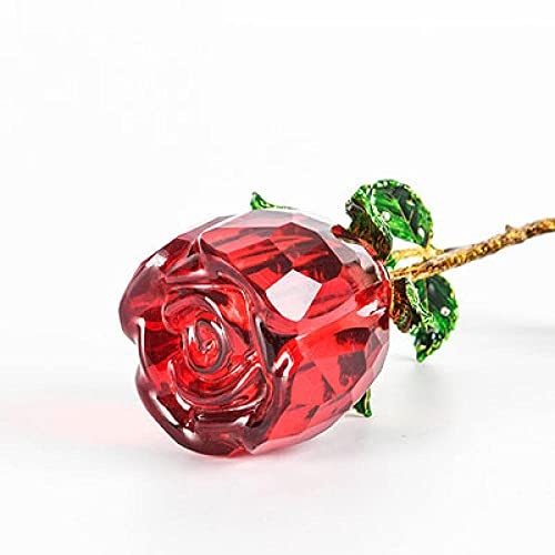 Kristall Rose Blumenfiguren Glas Handwerk Hochzeit Valentinstag begünstigt Geschenke Rose Briefbeschwerer Tischdekoration Ornamente-L Keine Vase