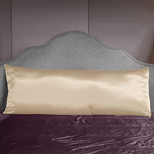 THXSILK Seide Seitenschläferkissen Bezug 40x145, 100% Reine Seide Schwangerschafts Kissenbezug, Seide Bezug für Ganzkörperkissen, Champagner