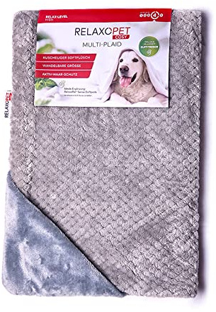 RelaxoPet® Cosy Kuscheldecke für Hunde – Multi-Plaid Komfortdecke für entspannte Ruheplätze | Pflegeleicht & Fellfreundlich. Perfekt für Körbchen, Sofa & Auto