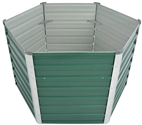 Gecheer Hochbeet Metall Pflanzbeet Frühbeet Gartenbeet Pflanzkübel Blumentopf Pflanzkasten Blumenkasten Gemüsebeet Blumenbeet Kräuterbeet für Balkon und Garten Verzinkter Stahl 320x80x77 cm Grau