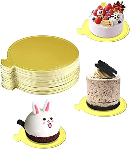 100 PZ 8 cm Mousse Cake Boards Carta Oro Cupcake Dessert Espositori Vassoio Piatto Torta Rotondo