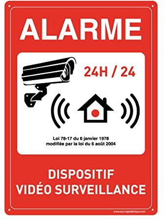 AUA SIGNALETIQUE - Panneau De Signalisation en PVC Rigide et Compact 1.5 mm. (121 x 170 mm, Alarme Dispositif Vidéo Surveillance 2)