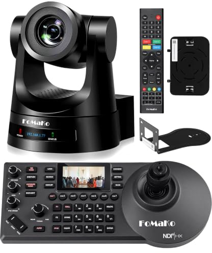 FoMaKo BH201 Ensemble de Caméra SDI PTZ, 20x Zoom Optique, Suivi-Automatique IA 1080P 60ips avec 3G-SDI HDMI USB3.0 LAN(PoE), avec 1*Caméra PTZ SDI 20x Zoom + 1* Contrôleur PTZ