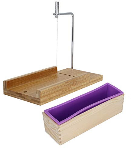 Deosdum Moldes y cortadores para hacer jabón, moldes de jabón de silicona de madera, cortador de jabón para bricolaje, jabón, velas y pan (sin tapa)