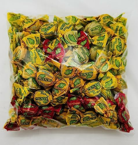 Mental 500gr Caramelle allo Zenzero assortite.Senza Glutine e Senza Coloranti.Con zucchero di canna grezzo e Aromi Naturali.Busta da 500 gr