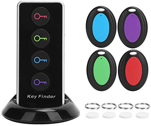 Buscador de Llaves Inalámbrico con 4 Receptores, Localizador de Alarma Sonora para Llaves, Billetera, Control Remoto, Gafas, Teléfonos, Alcance de 15 a 30 M