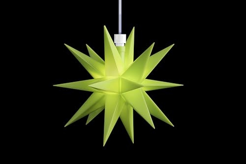 Sterntaler Dekostern | Weihnachtsstern Mini-Stern | Kunststoff | 18-Zacker | Lindgrün | 12cm | Innen | LED | Batterie | mit Timer
