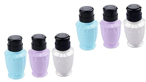 Housoutil 6pcs Leakproof Nail Polish Remover Pump Bottle False Toenails Press for Pump Bottles for Polish Remover Travel Random Color