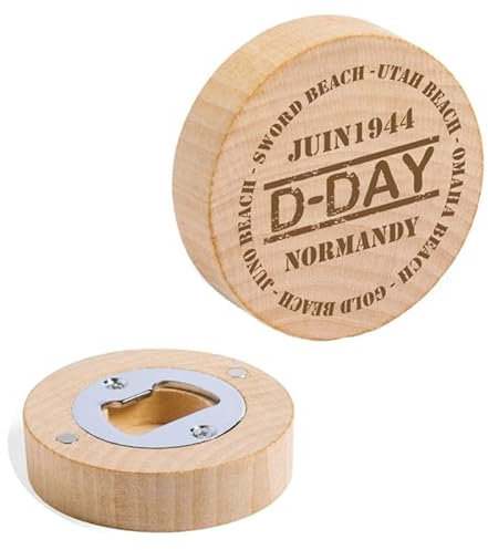 Ma Fabrique Perso - Décapsuleur Magnet Rond en Bois D-Day Normandy
